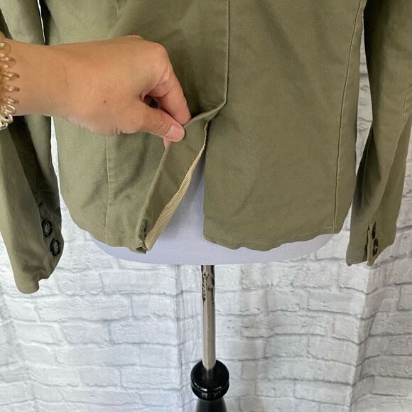 Old Navy women L 2 button fully lined canvas jacket green - Picture 4 of 12